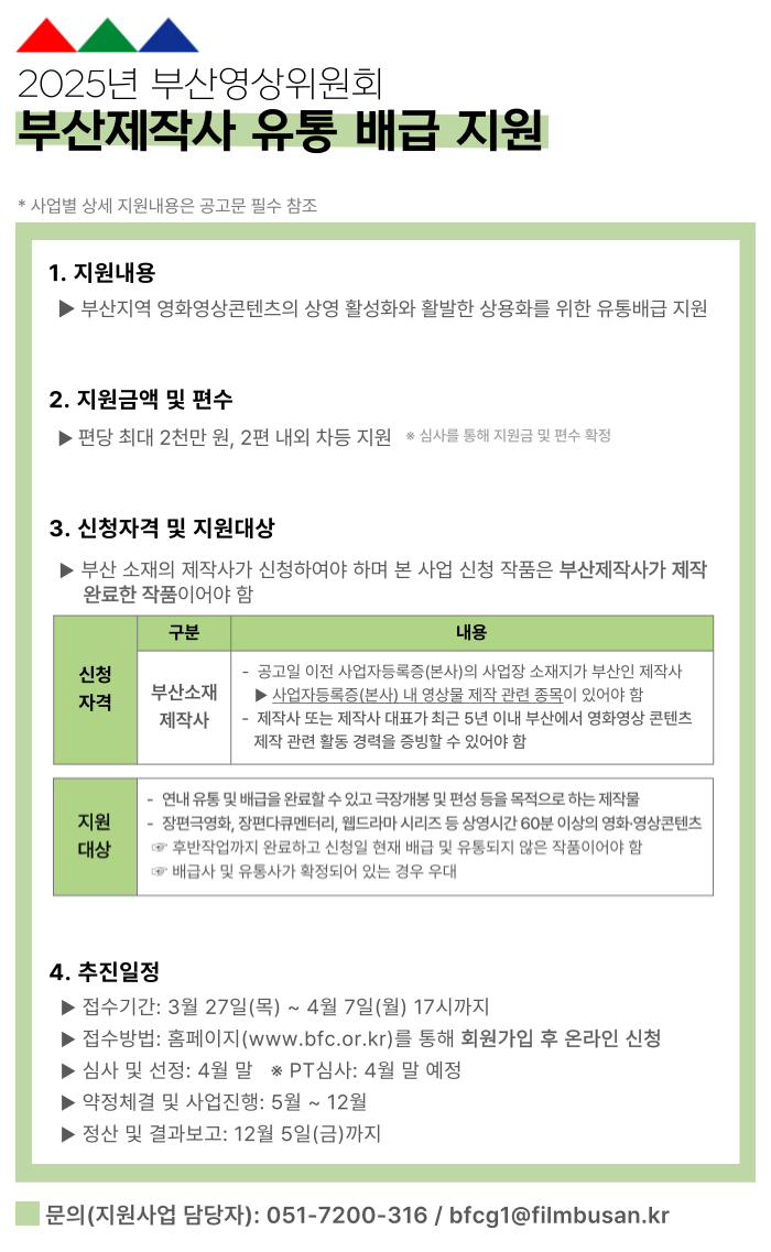 2025 부산제작사 유통배급지원사업 공고